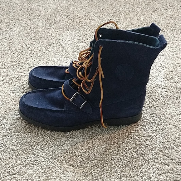 blue suede polo ranger boots